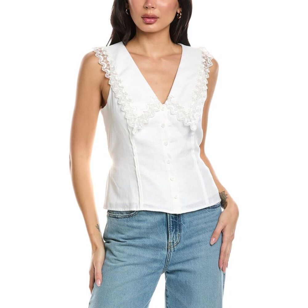 Seraphina Womens  Sleeveless Linen Blouse, White